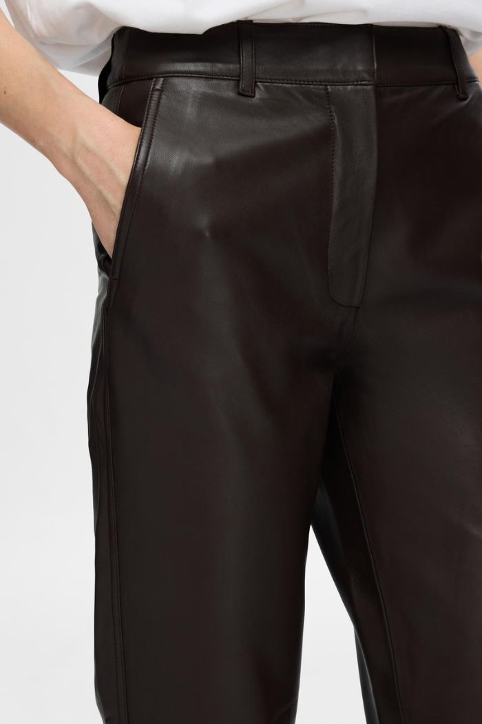 Marie Leather Pants, Coffee bean